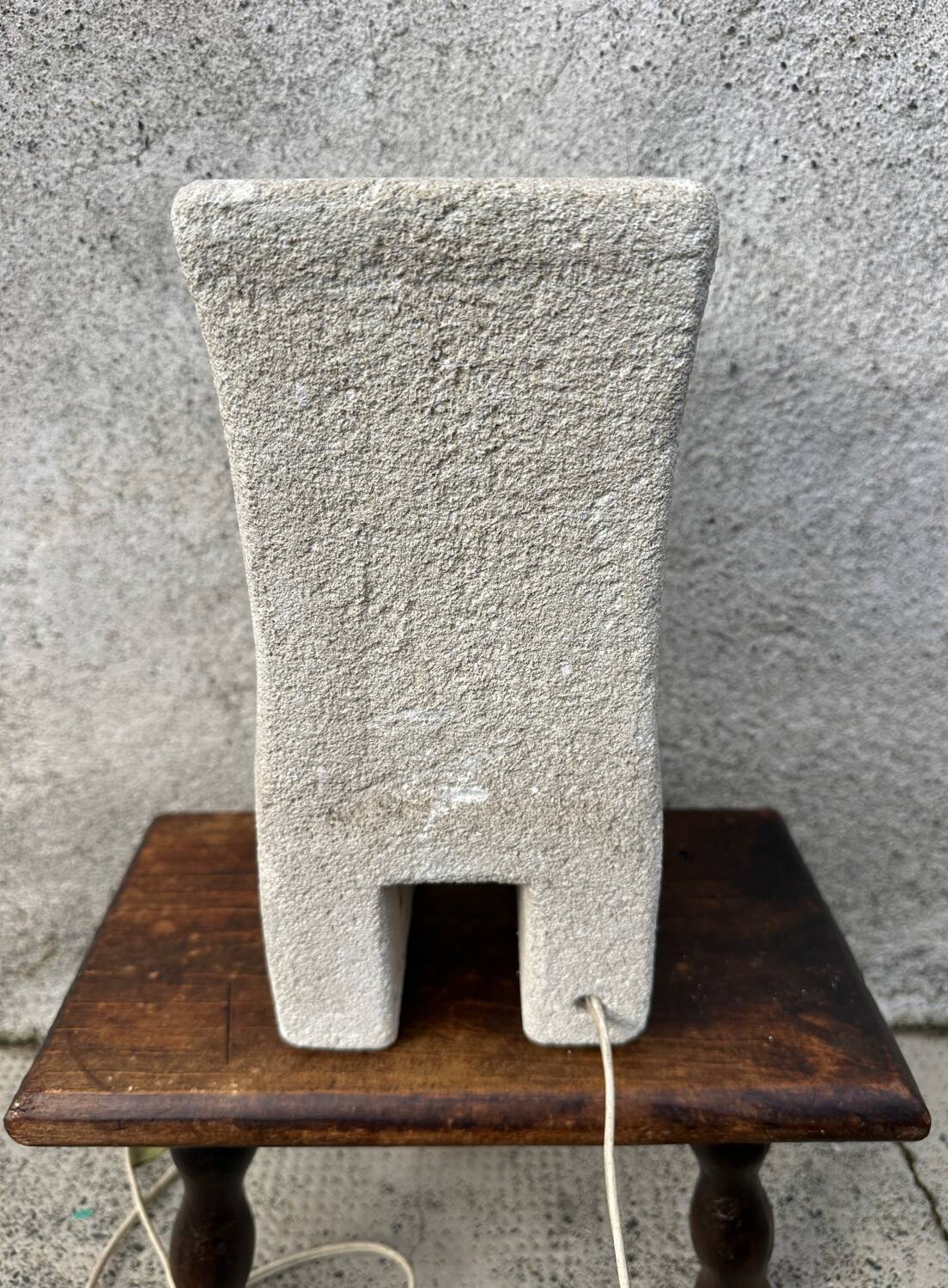 Anthropomorphic stone table lamp brutalised by Albert Tormos.