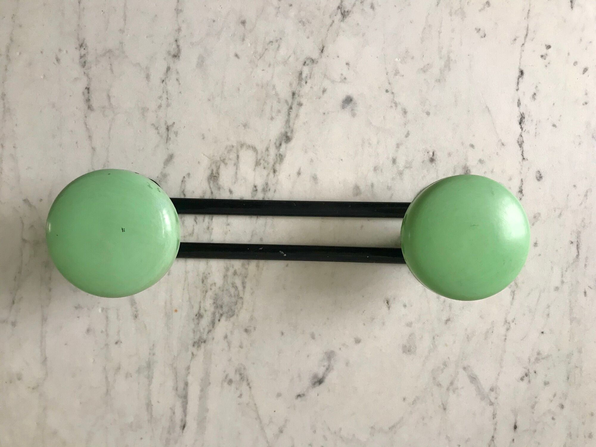 Black metal hook and sage green 60s-70s