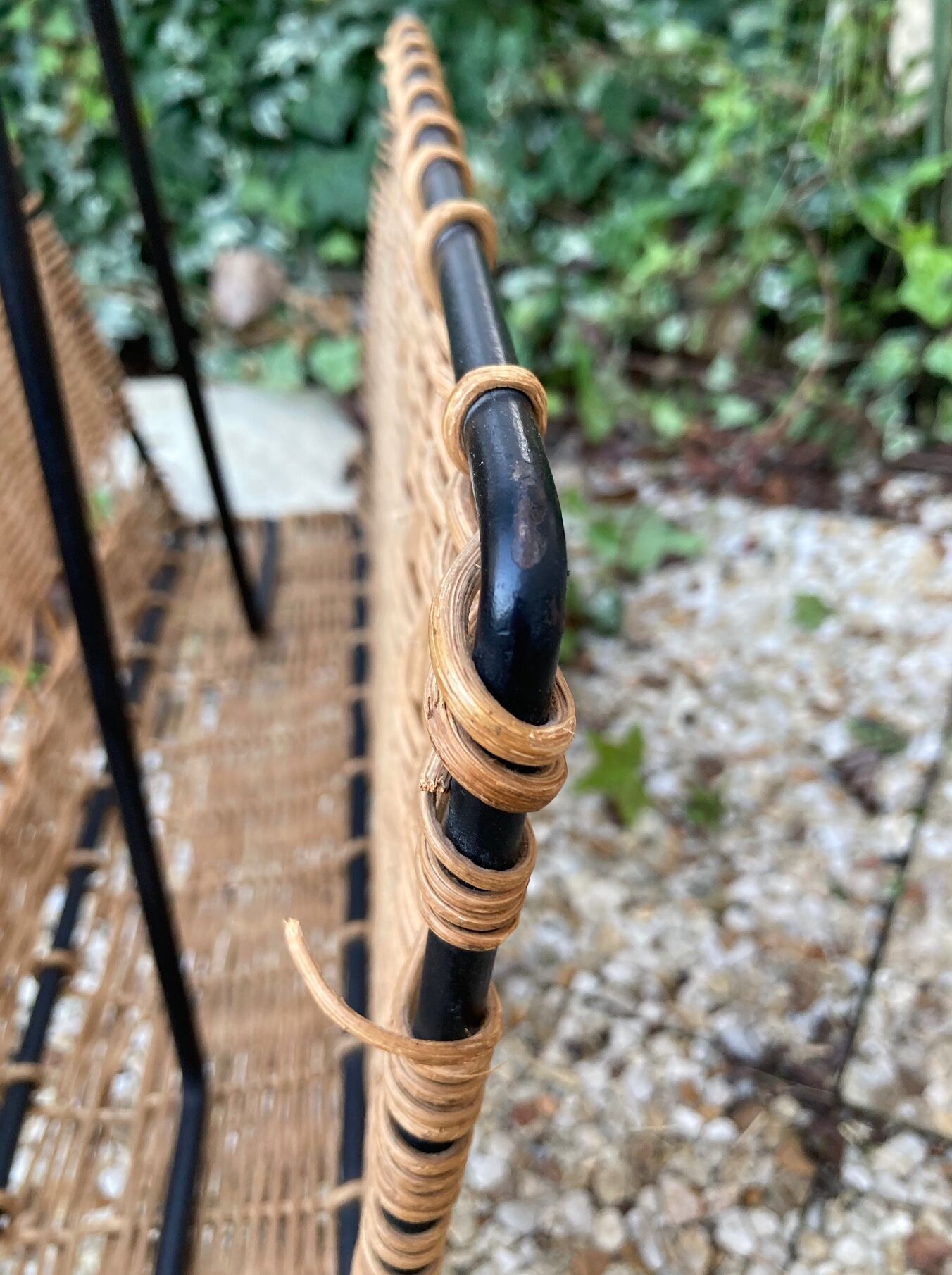 Raoul Guys vintage wicker magazine holder