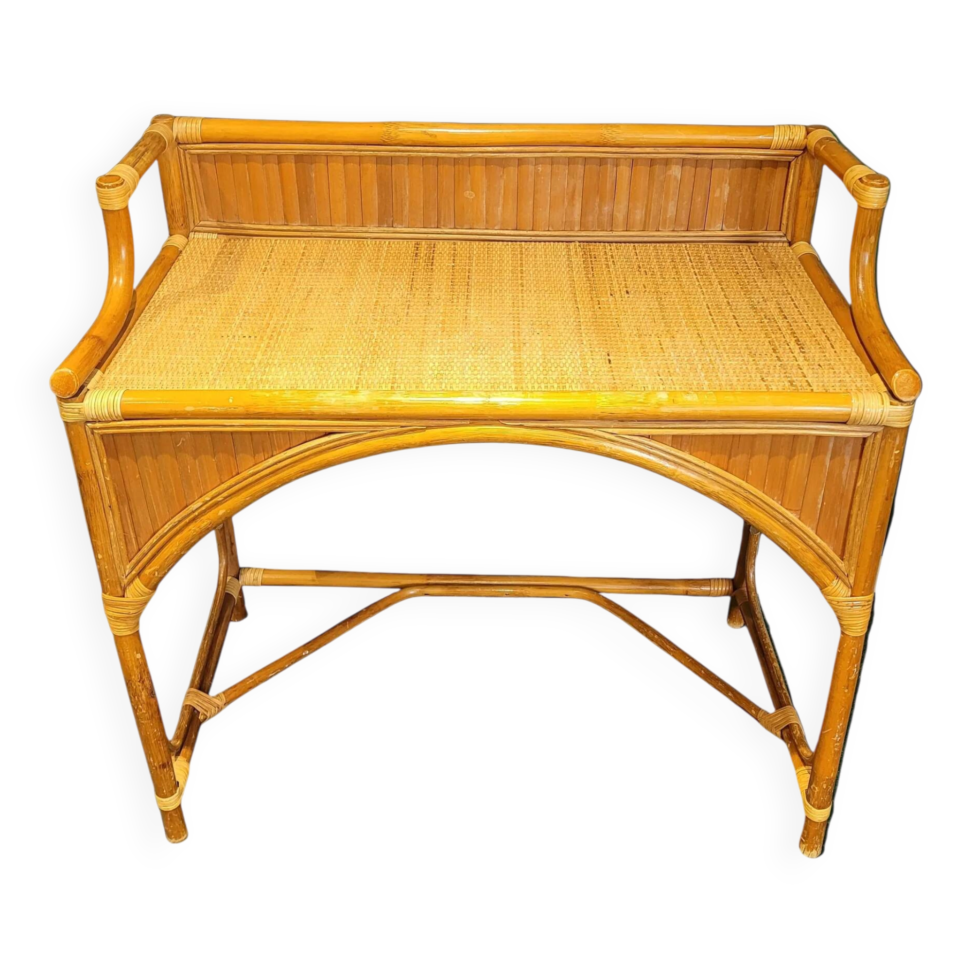 Vintage bamboo and rattan desk