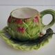 Slush cup and saucer in the shape of an artichoke