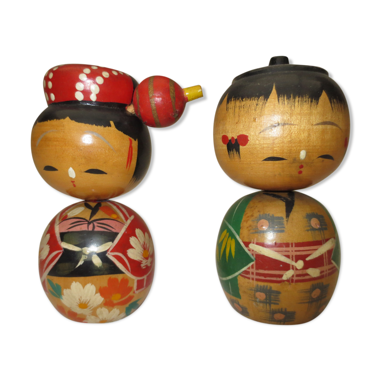 Couple of japanese dolls painted wooden
