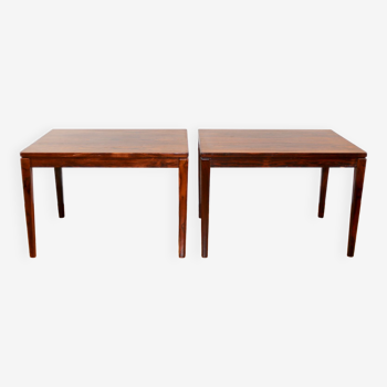 Paire de tables basses scandinaves vintage en palissandre 1960