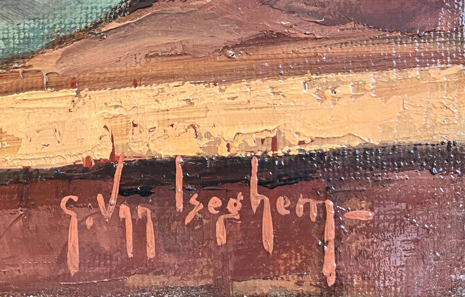 HST painting "Still life with flowers and doll" Guy VAN ISEGHEM (1905-?)