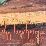 HST painting "Still life with flowers and doll" Guy VAN ISEGHEM (1905-?)