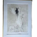 JANSEM Jean lithograph Nude from the Back to the Rose circa 1970