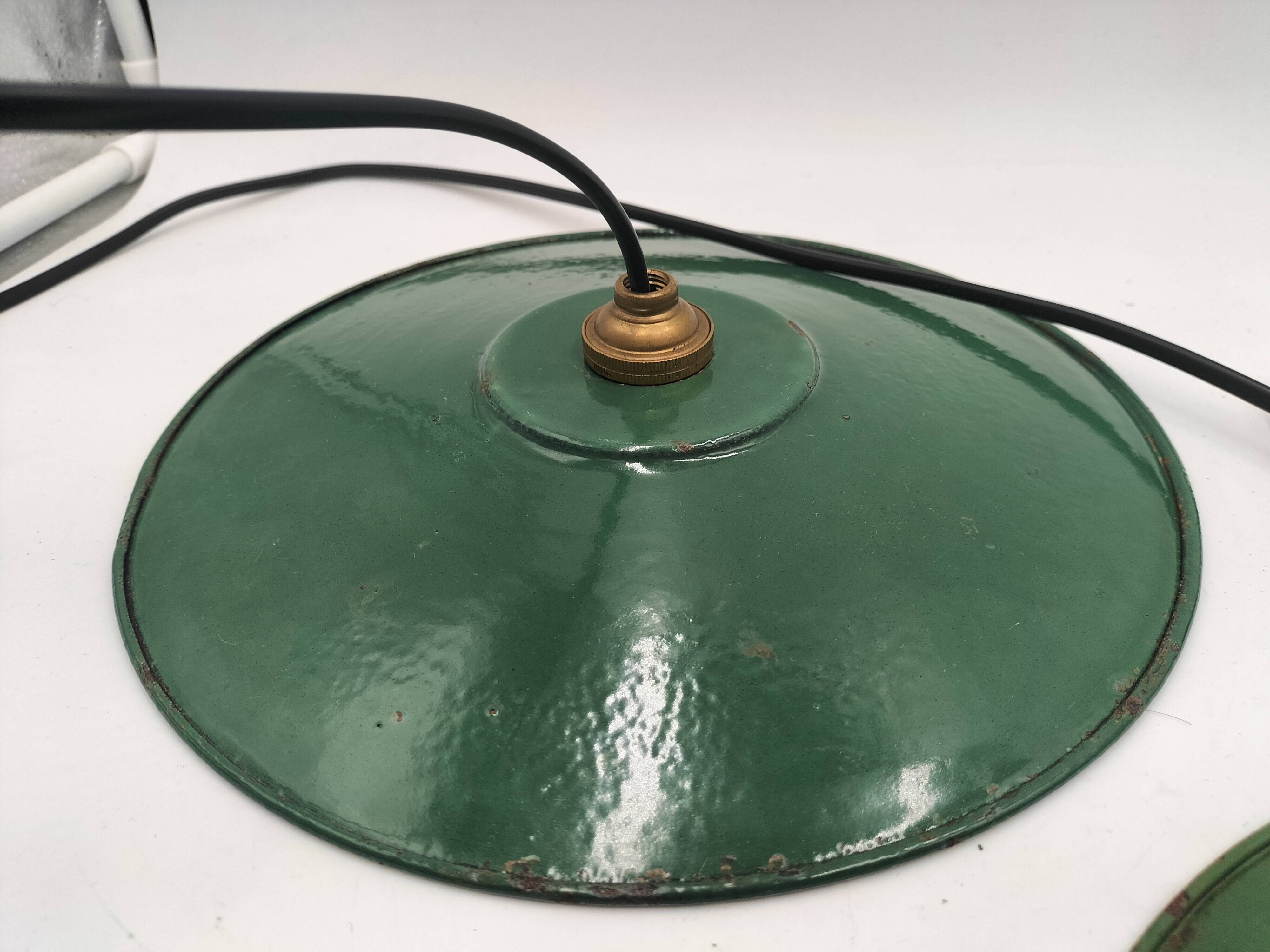 Set of 3 enameled sheet metal pendants