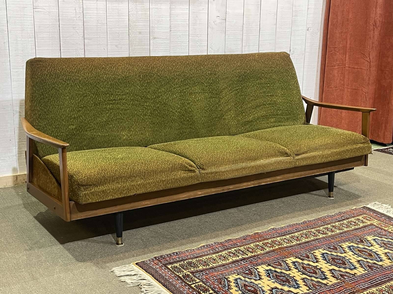 1970s English beech sofa bed