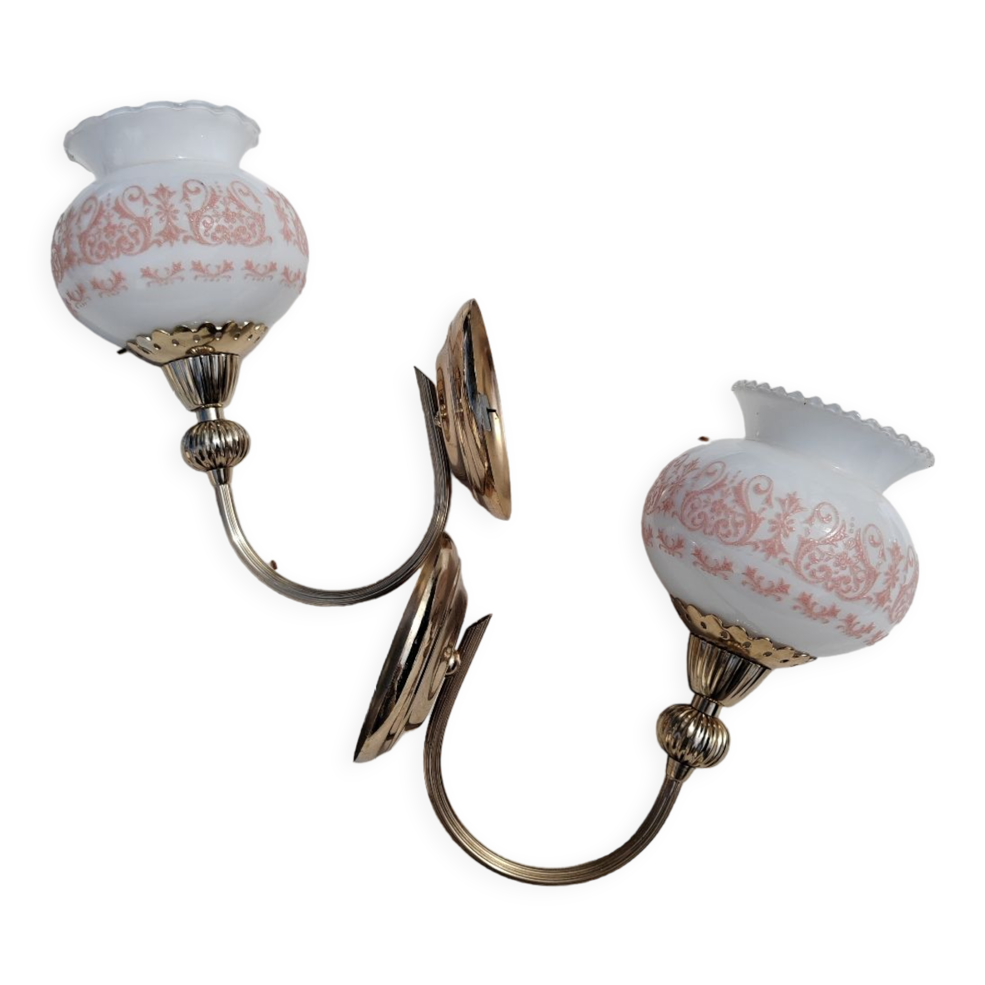 Pair of wall sconces with floral lampshades