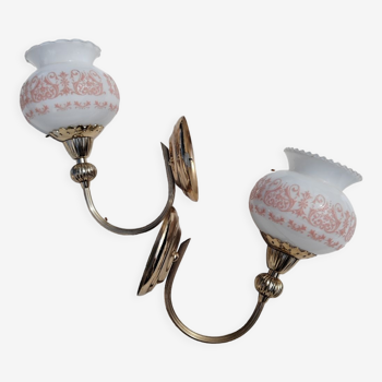 Pair of wall sconces with floral lampshades
