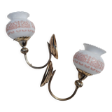 Pair of wall sconces with floral lampshades