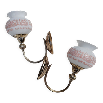 Pair of wall sconces with floral lampshades