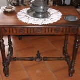 Louis XIII style exchange table in carved solid wood.