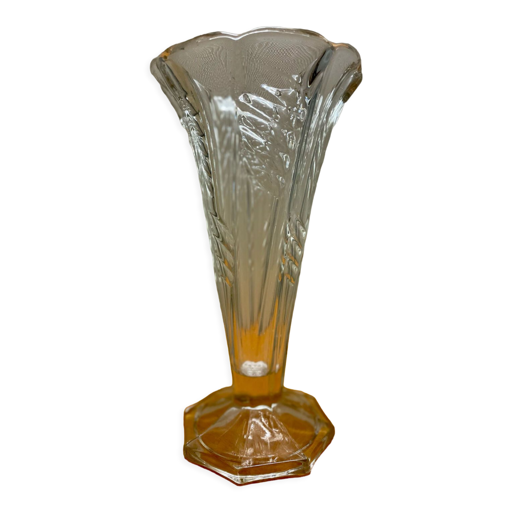 Vintage chiseled glass vase 1960 1970