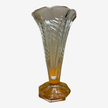 Vase en verre ciselé vintage 1960 1970