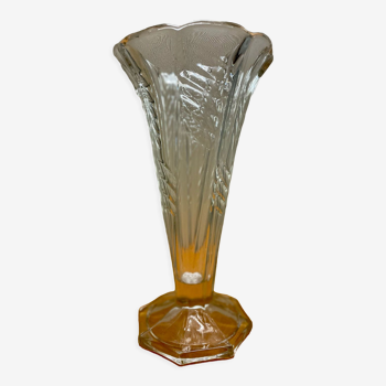 Vintage chiseled glass vase 1960 1970