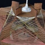 Vintage wood and thread pendant lamp