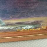 Still life with oil flowers on ancient panel