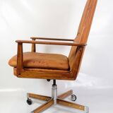 Office Chair Model 419 Made In Rosewood With Cognac Leather Seat By Arne Vodder For Sibast from 1960