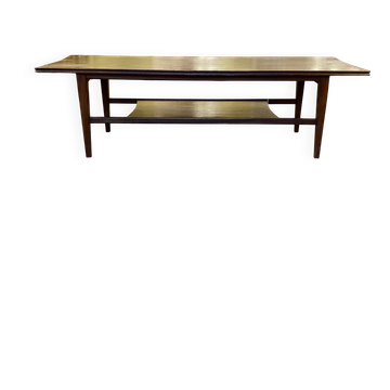 Scandinavian coffee table in teak with double top.