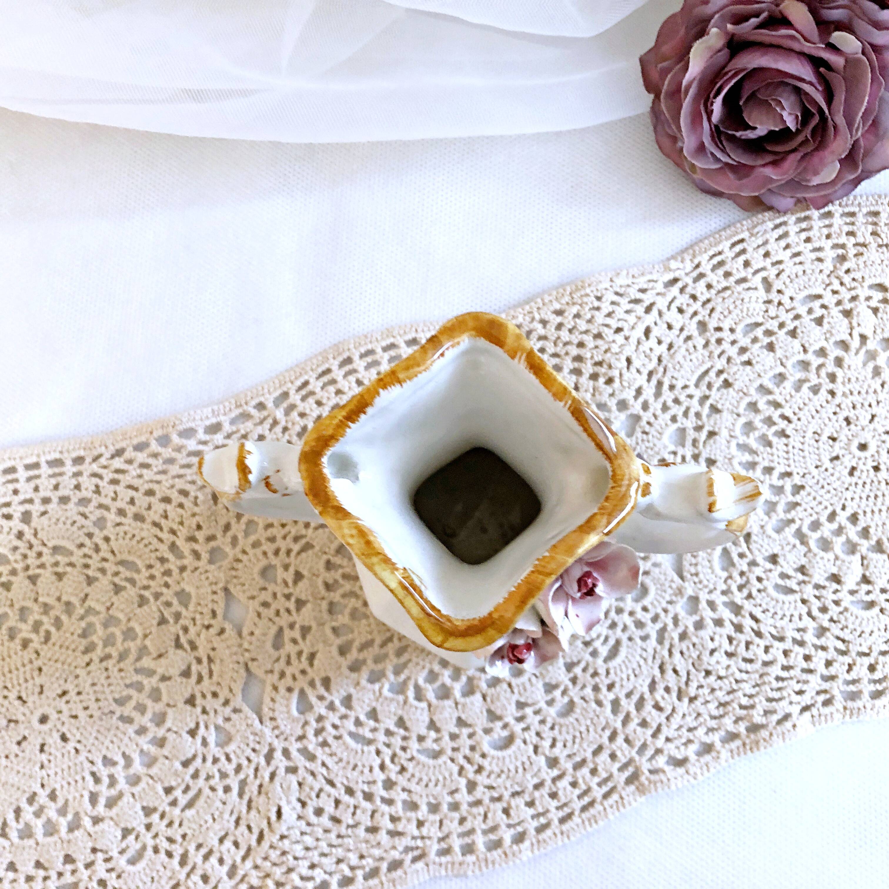 Amphora-shaped earthenware vase with floral slip BASSANO Italy