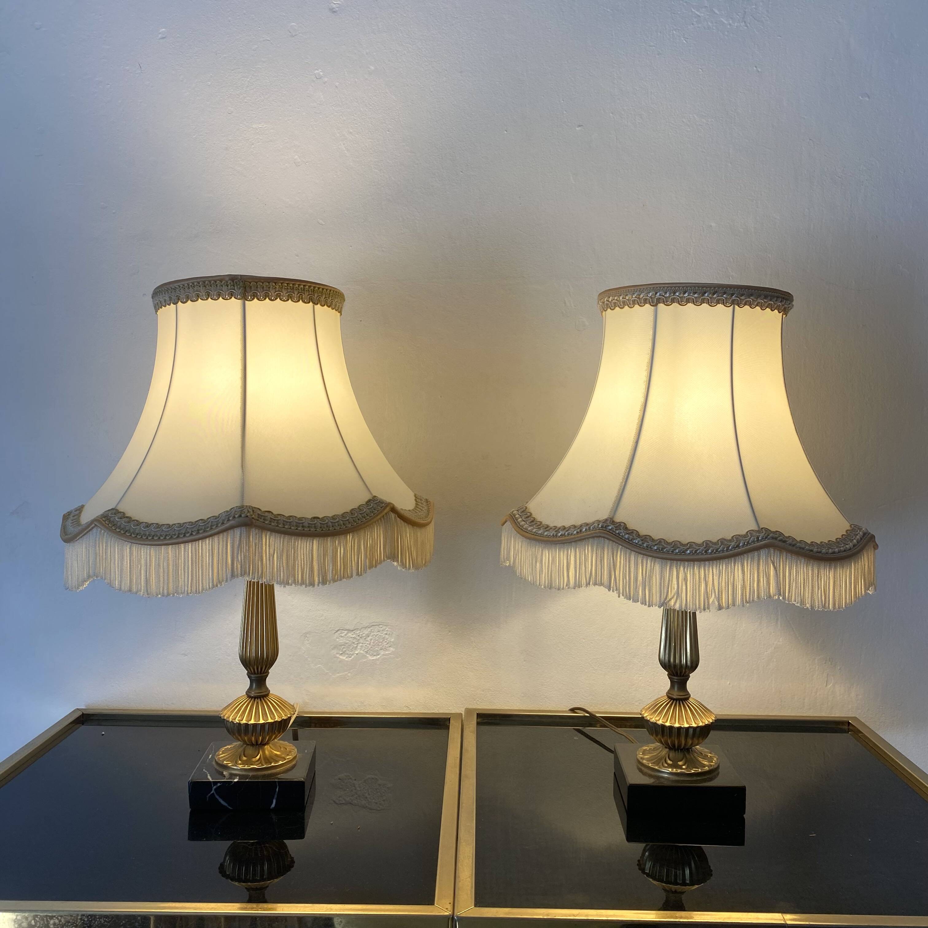 Pair of retro fringed lamps