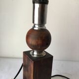 Wood and chrome standing lamp