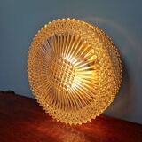 Plafonnier ou applique murale en cristal ambré et métal doré, 1970