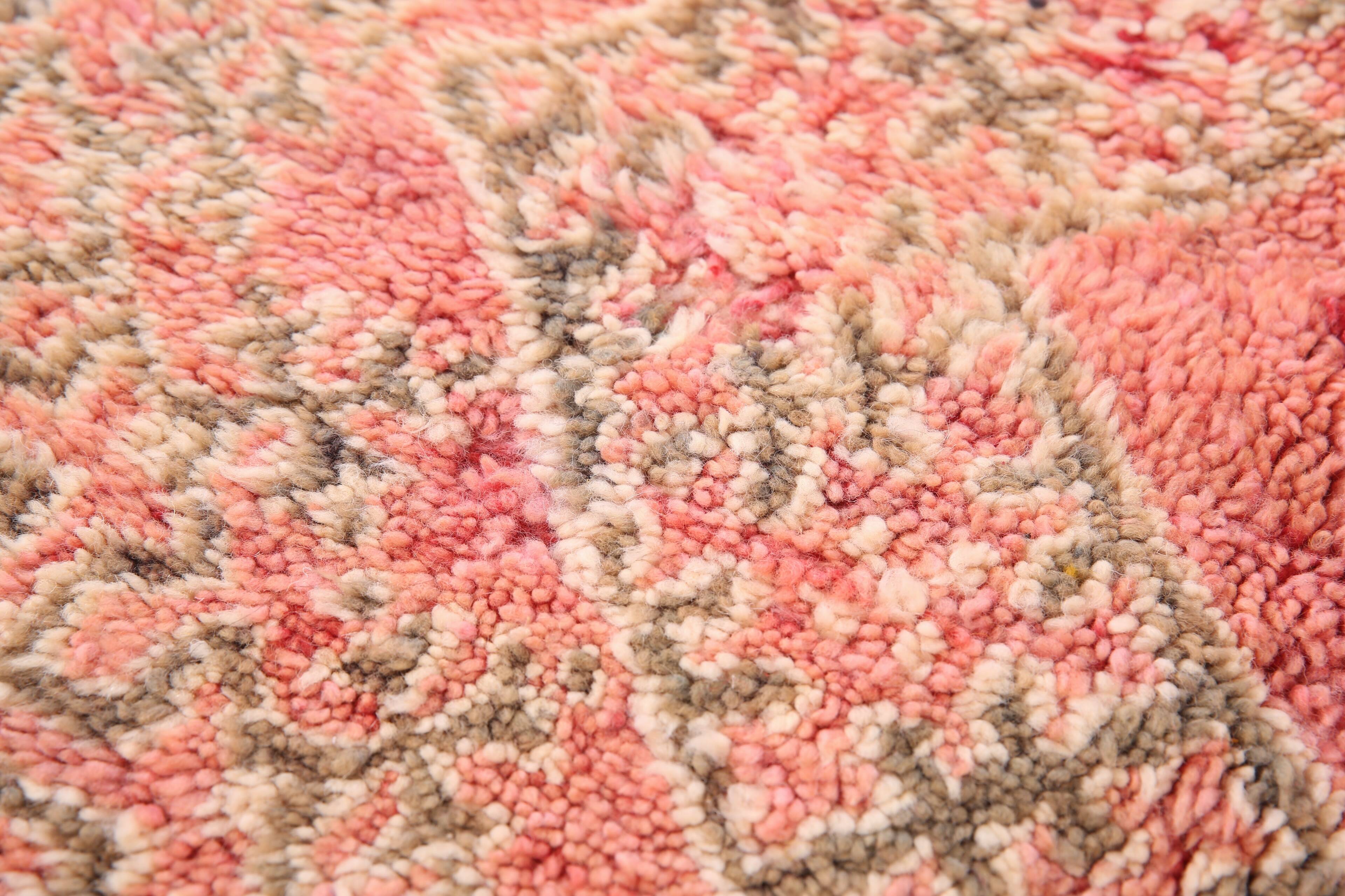 Pink Vintage Moroccan Rug 186 cm x 279 cm - Handmade Wool Rug - Berber Rug
