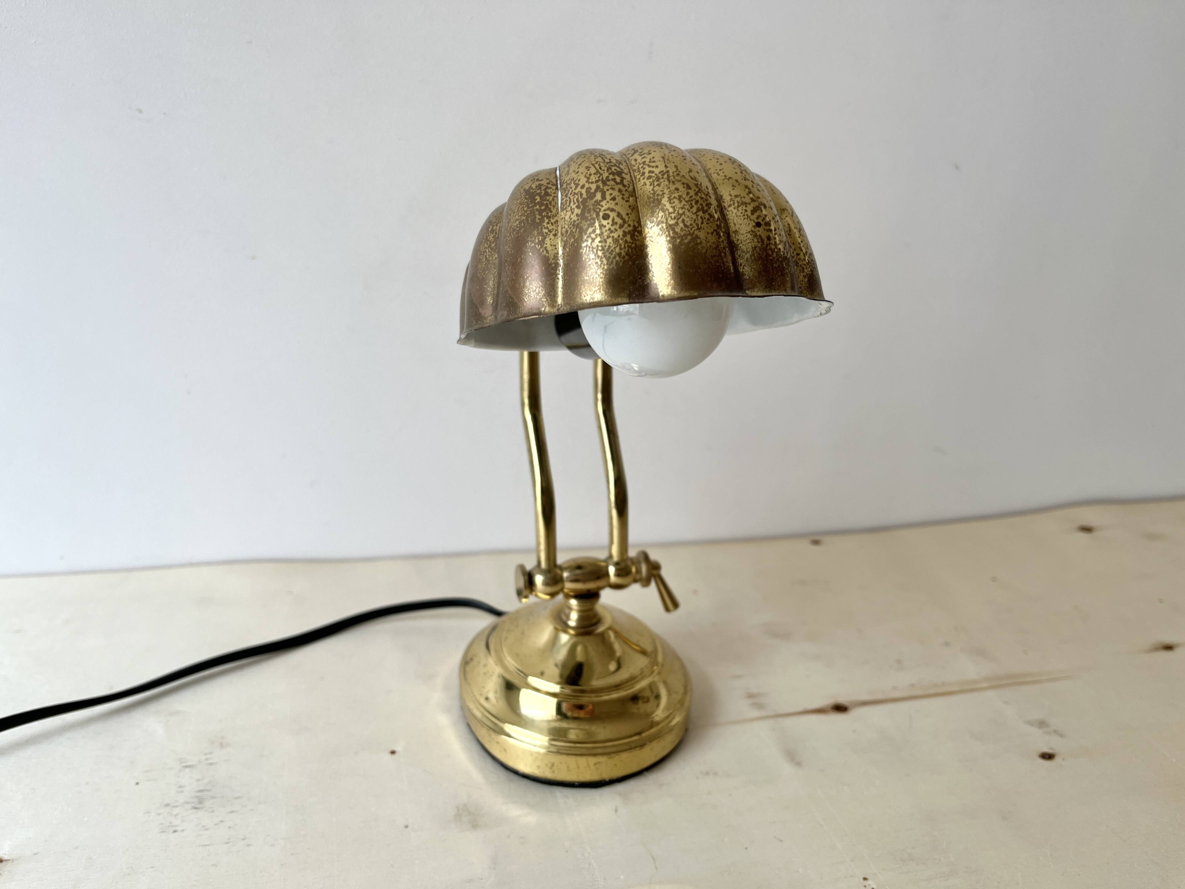 1950s brass "shell" desk lamp, vintage lighting