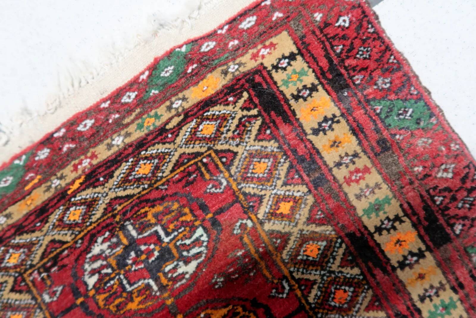 Handmade vintage Afghan Ersari mat 46cm x 50cm 1960s
