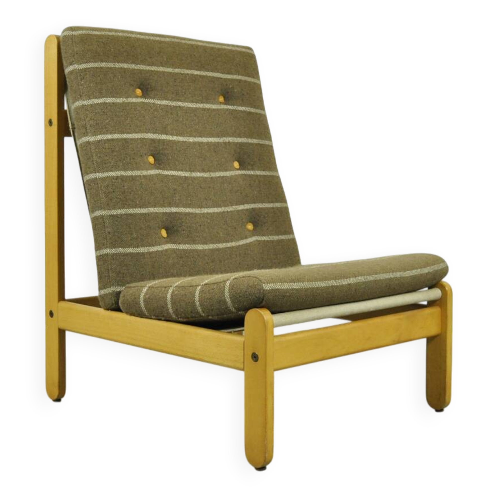 🟡 Vintage oak lounge chair with wool upholstery / Denmark 1960s
