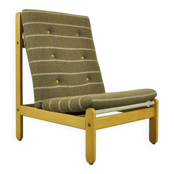 🟡 Vintage oak lounge chair with wool upholstery / Denmark 1960s