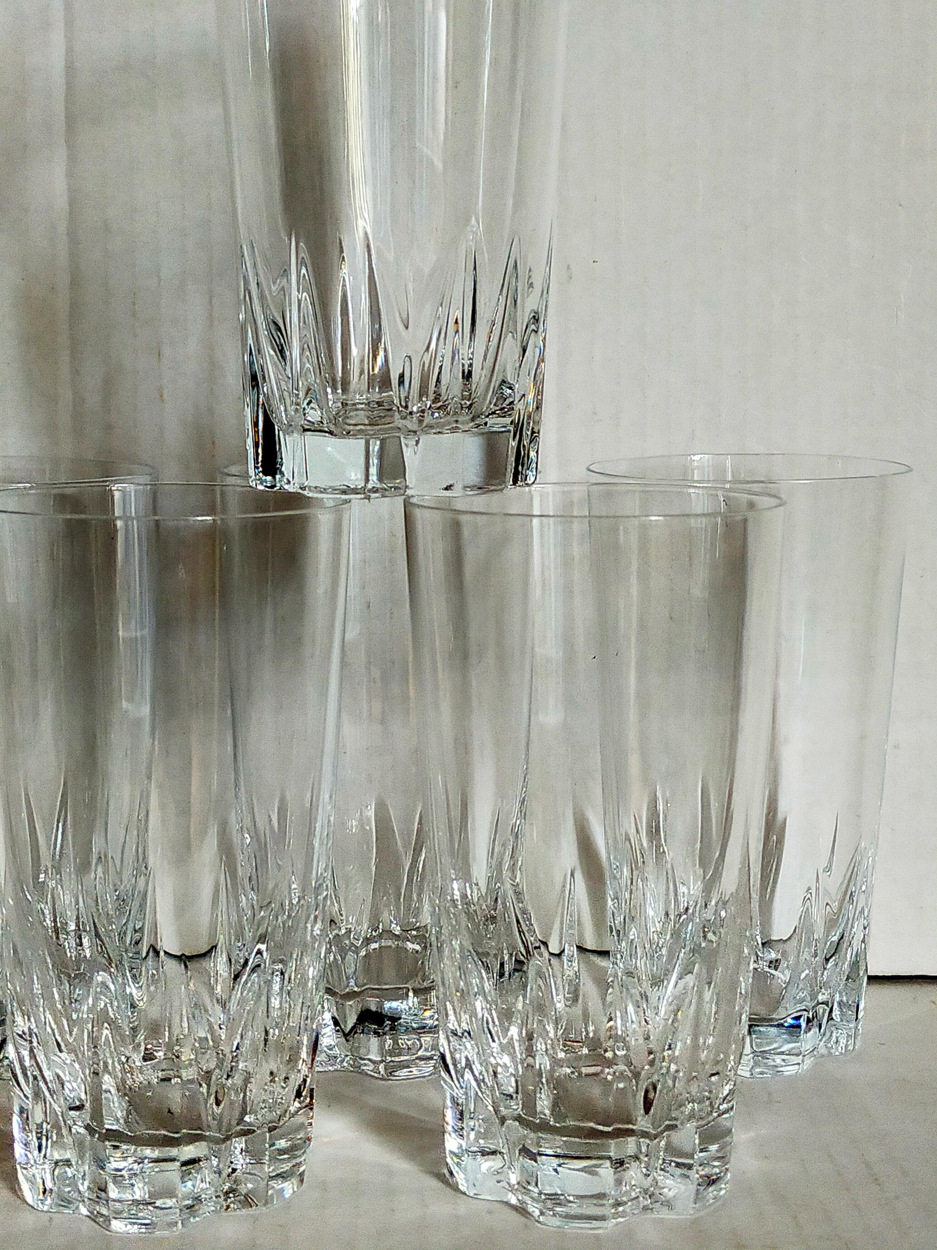 Six vintage crystal long drink juice glasses