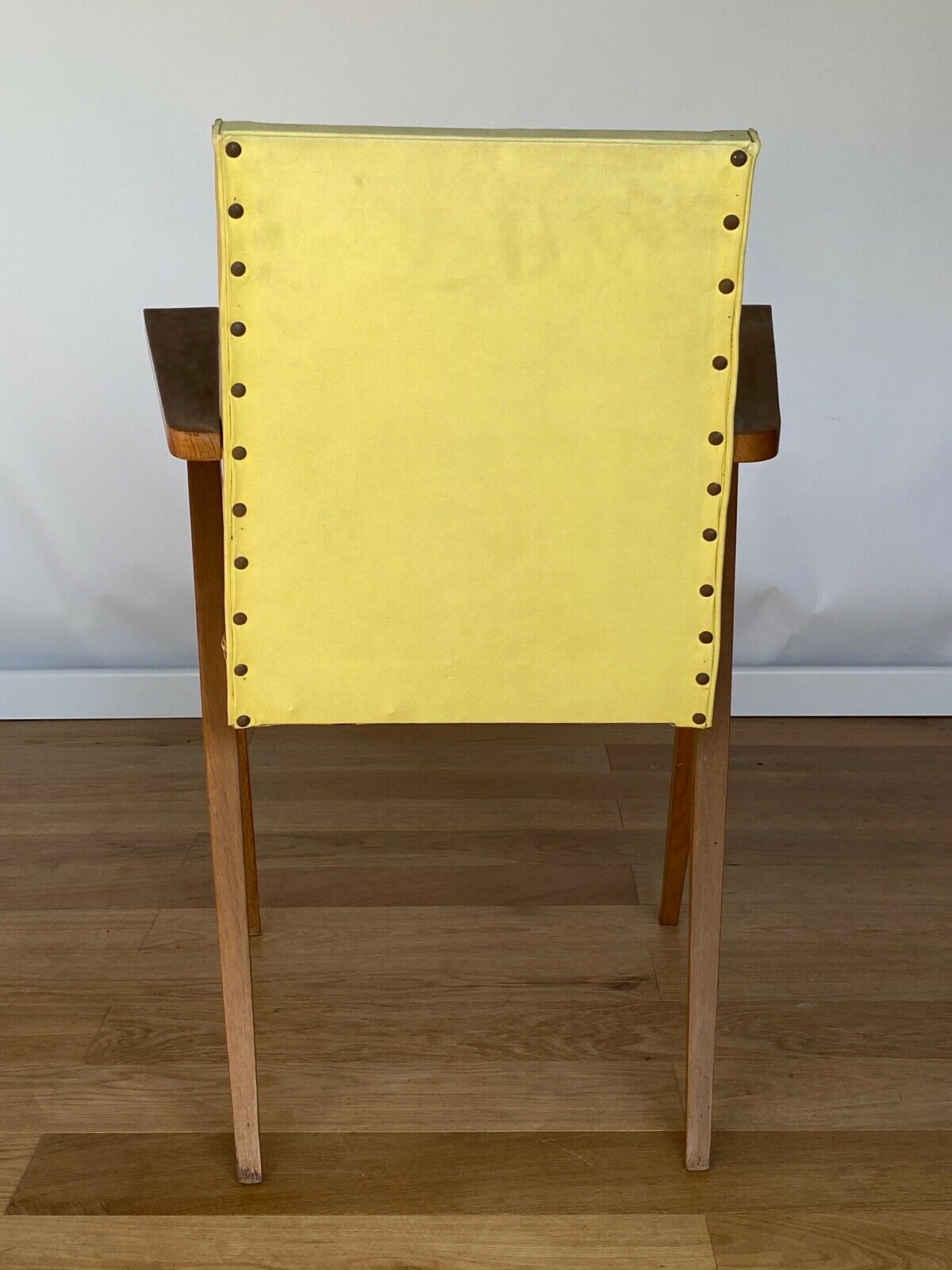 Armchair 1960 french work seat yellow compass feet