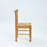 2 vintage chairs in pinewood with braided seat, 1970s