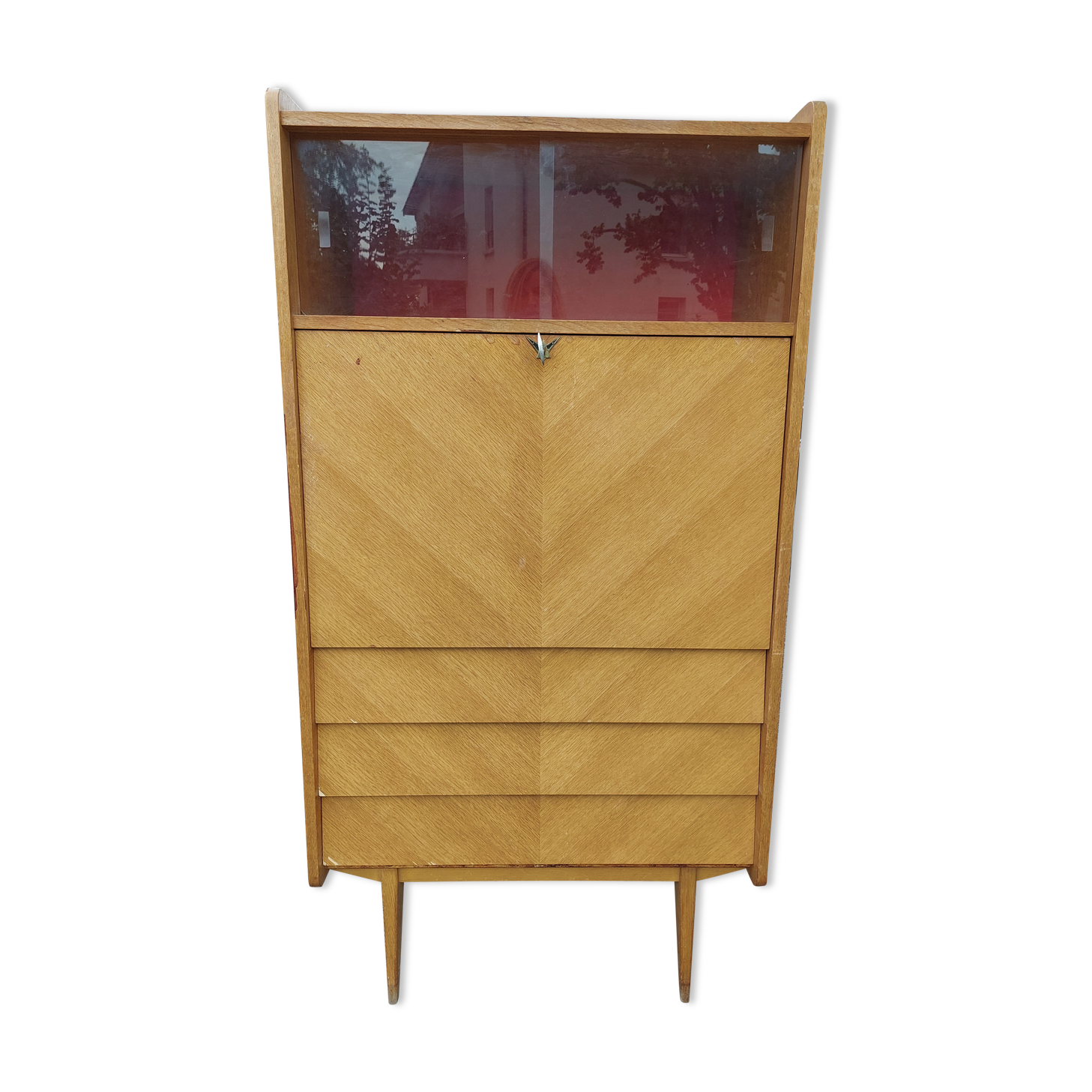 Secretary chest of drawers vintage light wood year 50 60