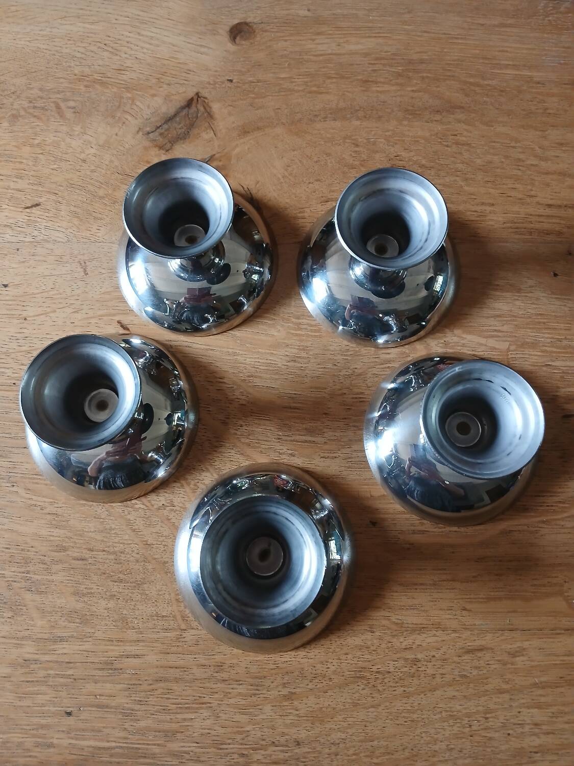 5 antique stainless steel ice cream cups