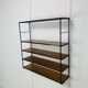 60s wall-mounted string shelf, wood and metal