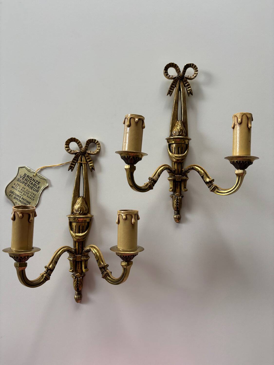 Gilded bronze wall sconces