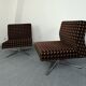 Pair of fabric and chrome steel armchairs, 1960s