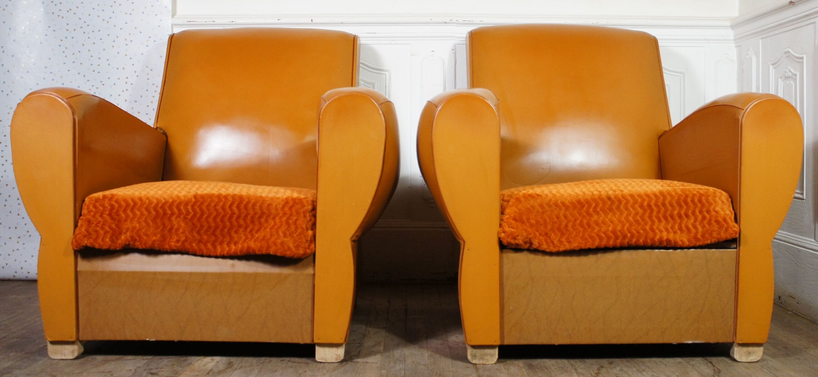 Pair of club chairs in skai 1960