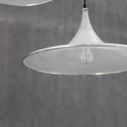 1970s Pair of Guzzini "Trumpet" Pendant Lamps by Meblo , Italy