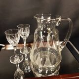 Chiseled glass pitcher