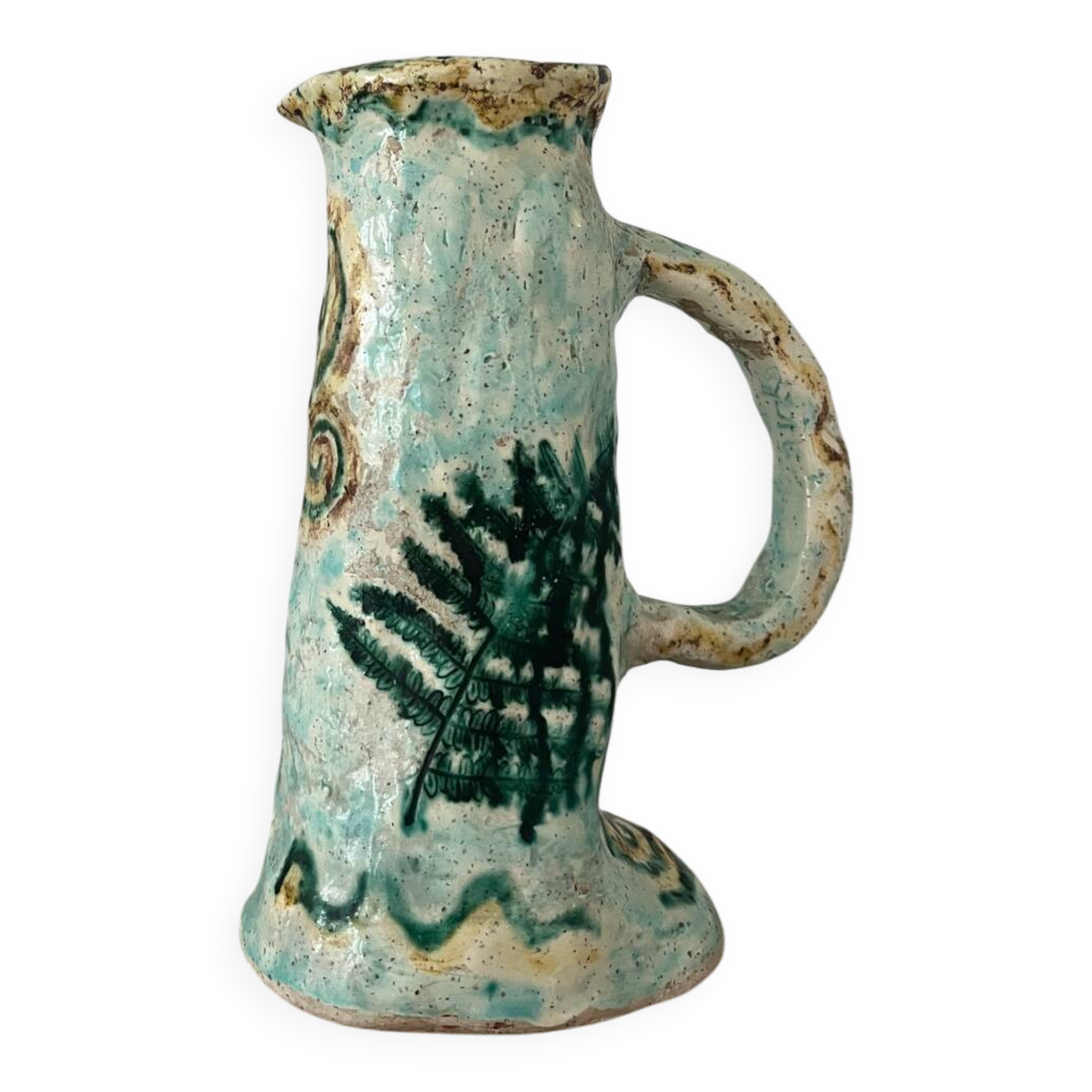 Antique handcrafted ceramic pitcher