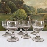 6 verres anciens à côtes creuses, fin 19ème