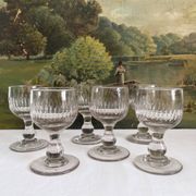 6 verres anciens à côtes creuses, fin 19ème