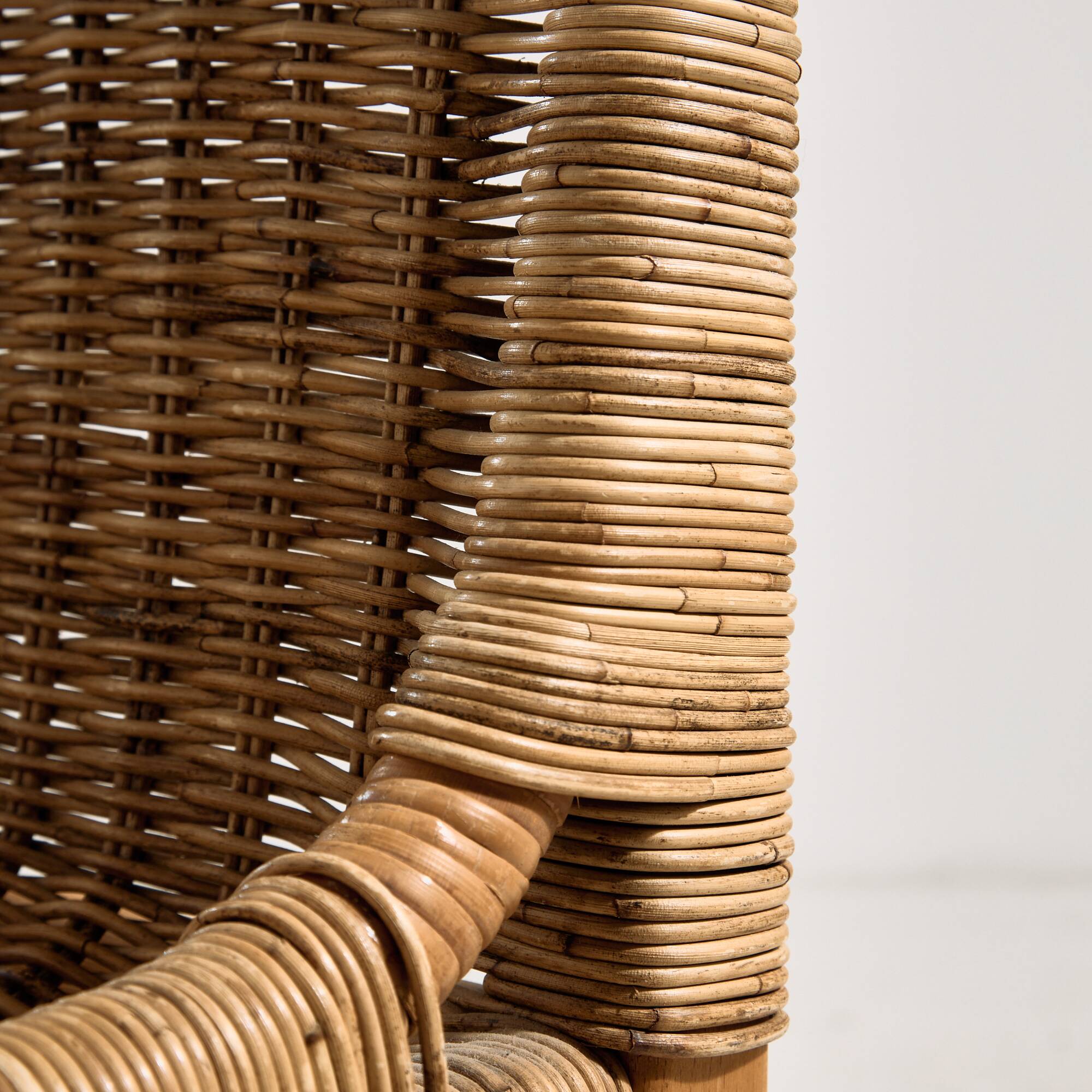 Oak and rattan chair, set of 4