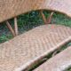 Rattan and wicker bench, vintage