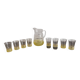 Old pitcher with its 8 yellow granite glasses with gold edging vintage 50's